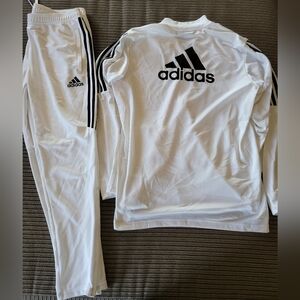 Adidas White and Black Athletic Set 2PC Men XL
